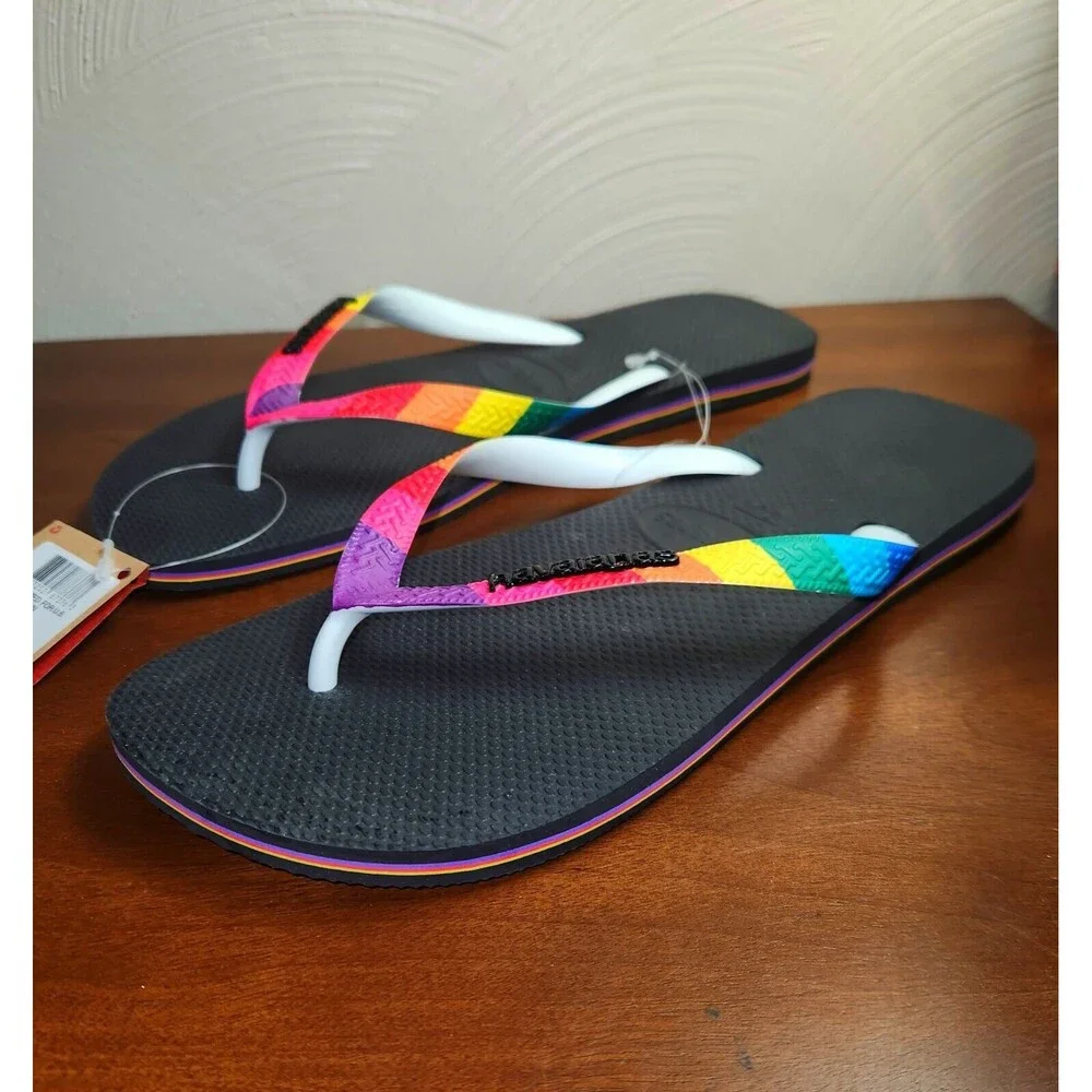 Havaianas Top Pride Rainbow Strap Thongs Sandals Unisex Mens Size 13 New W/Tags